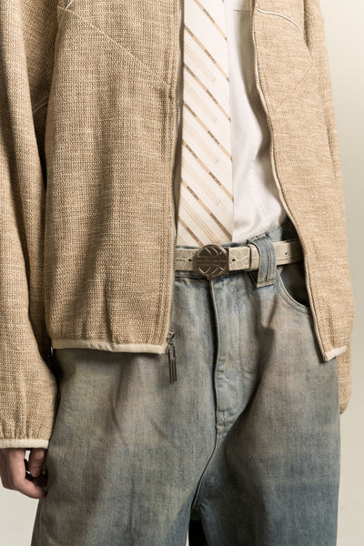 N3 GLOBE LOGO BELT CROC PEARL