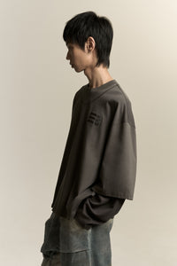 MAYO OVERSIZED GLOBE DOUBLE SLEEVE TEE PUBBLE GREY