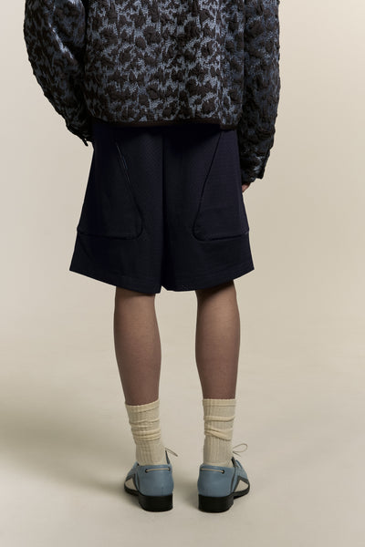 KIRK PLEATED SHORTS DEPTH BLUE