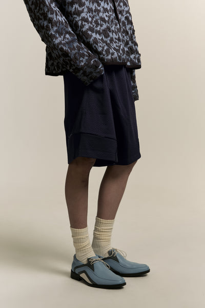 KIRK PLEATED SHORTS DEPTH BLUE