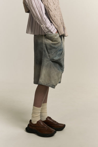 NATRON CROSS JEAN SHORTS MIRROR LAKE BLUE