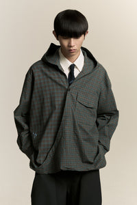 RUS TWIST HOODED SHIRT TERRAIN GREEN PLAID