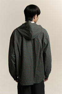 RUS TWIST HOODED SHIRT TERRAIN GREEN PLAID