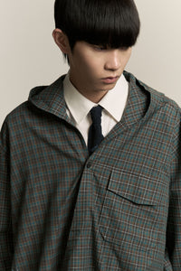 RUS TWIST HOODED SHIRT TERRAIN GREEN PLAID