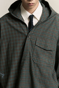 RUS TWIST HOODED SHIRT TERRAIN GREEN PLAID