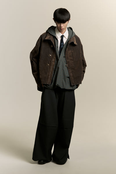 RUS TWIST HOODED SHIRT TERRAIN GREEN PLAID