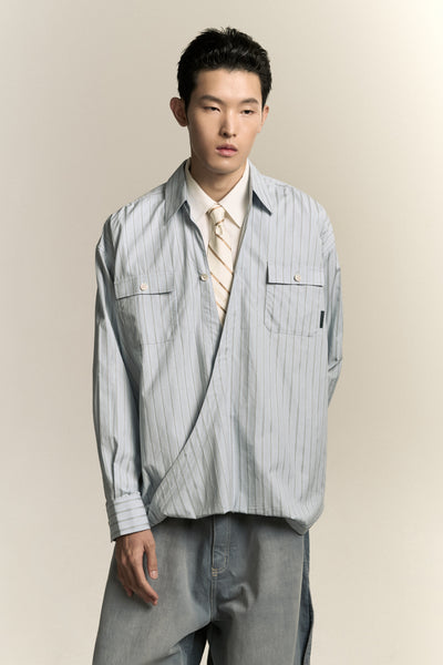 RUS TWIST COLLAR SHIRT LAKE STRIPE