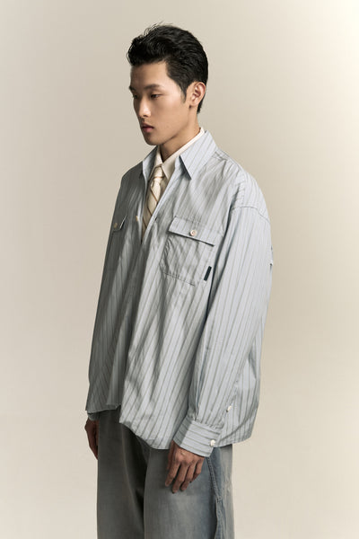 RUS TWIST COLLAR SHIRT LAKE STRIPE