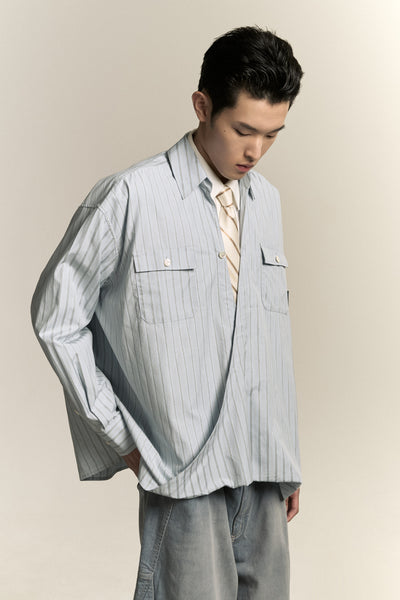 RUS TWIST COLLAR SHIRT LAKE STRIPE