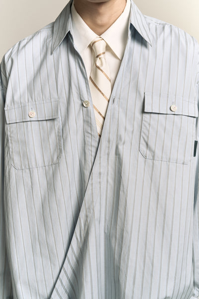 RUS TWIST COLLAR SHIRT LAKE STRIPE