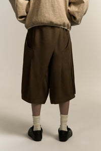 REID PLEATED SHORTS MARSH BROWN