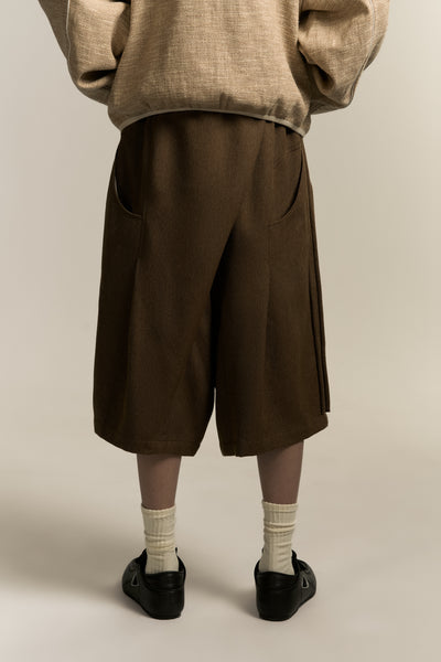 REID PLEATED SHORTS MARSH BROWN