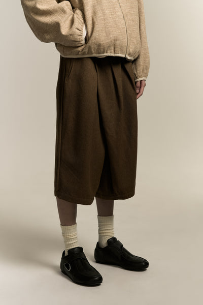REID PLEATED SHORTS MARSH BROWN