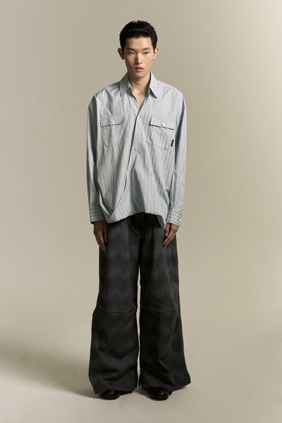 TOWSON PLEATED TROUSERS SPACE WAVE BLUE