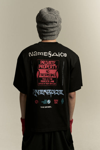 SAVA OVERSIZED WARNING TEE EUPHORIC BLACK