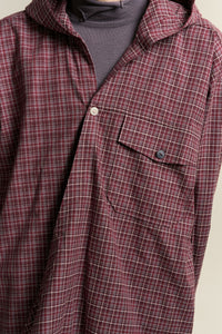 RUS TWIST HOODED SHIRT SUNSET RED PLAID