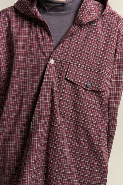 RUS TWIST HOODED SHIRT SUNSET RED PLAID