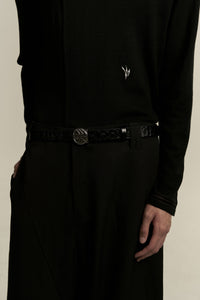 N3 GLOBE LOGO BELT PYTHON NOIR