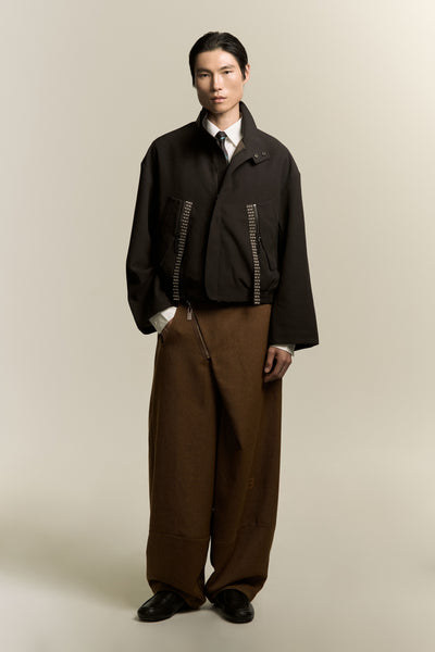 LAMAR ZIP CARROT WIDE TROUSER MARSH BROWN (NAMESAKE EXCLUSIVE)