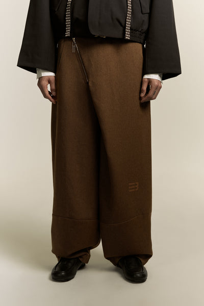 LAMAR ZIP CARROT WIDE TROUSER MARSH BROWN (NAMESAKE EXCLUSIVE)