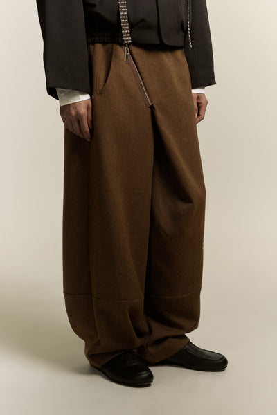 LAMAR ZIP CARROT WIDE TROUSER MARSH BROWN (NAMESAKE EXCLUSIVE)