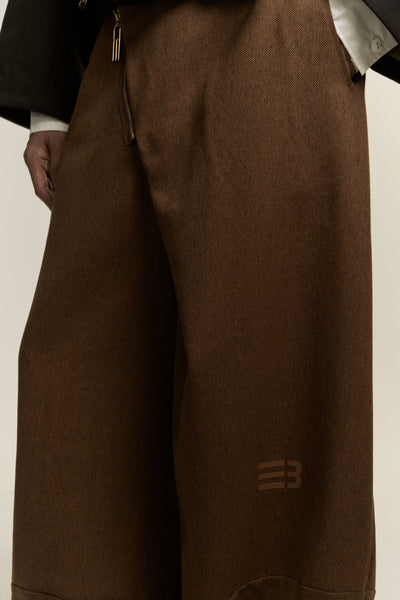 LAMAR ZIP CARROT WIDE TROUSER MARSH BROWN (NAMESAKE EXCLUSIVE)