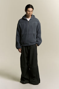 EARL WAFFLE ZIP HOODIE DEPTH BLUE