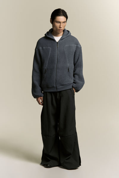 EARL WAFFLE ZIP HOODIE DEPTH BLUE