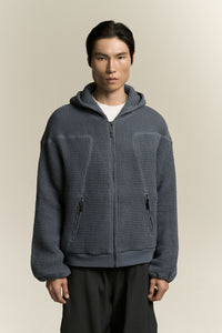 EARL WAFFLE ZIP HOODIE DEPTH BLUE