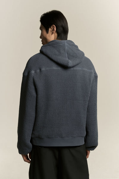 EARL WAFFLE ZIP HOODIE DEPTH BLUE