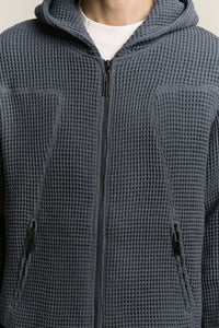 EARL WAFFLE ZIP HOODIE DEPTH BLUE