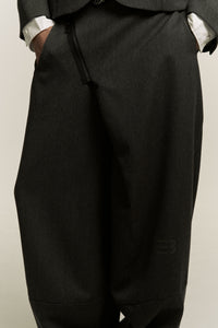 LAMAR ZIP CARROT WIDE TROUSERS ASH GREY