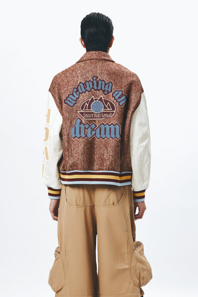 HOMECOMING VARSITY JACKET CARDINAL RED EMBROIDERY