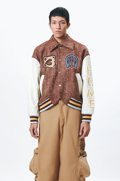 HOMECOMING VARSITY JACKET CARDINAL RED EMBROIDERY