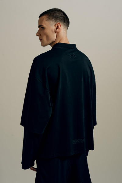 RICHARD OVERSIZED BIG 3 DOUBLE SLEEVE POLO EUPHORIC BLACK