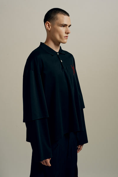 RICHARD OVERSIZED BIG 3 DOUBLE SLEEVE POLO EUPHORIC BLACK