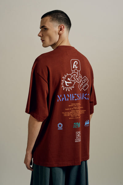 SAVA OVERSIZED LOVE LOCK TEE MERLOT RED