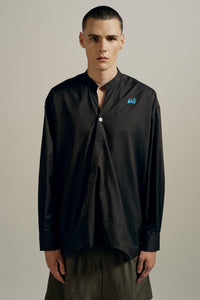 RUS TWIST MANDARIN SHIRT SHIITAKE BROWN