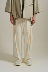 KEVIN PLEATED TROUSERS CANNOLI CREAM