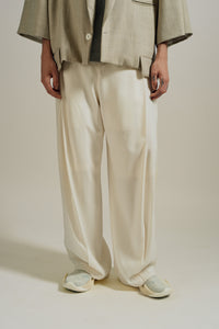 KEVIN PLEATED TROUSERS CANNOLI CREAM