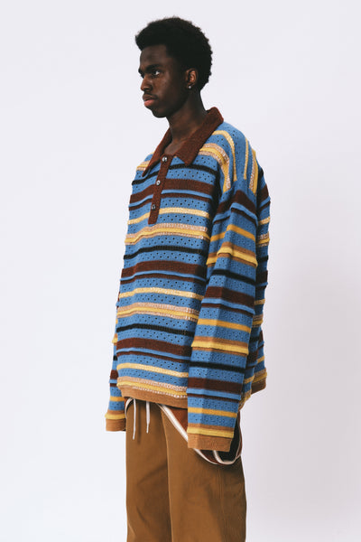 DROPOUT STRIPE POLO YALE BLUE