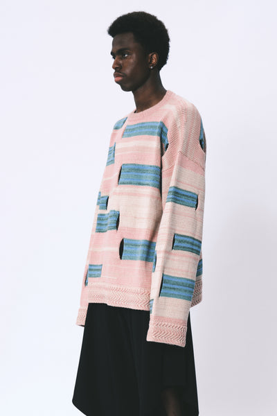 ROOTS STRIPE CREWNECK CARMINE ROSE