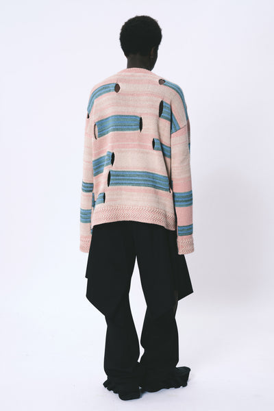 ROOTS STRIPE CREWNECK CARMINE ROSE