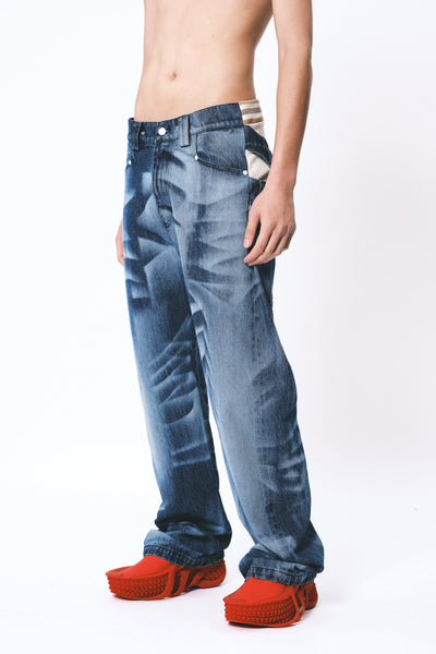 DEL CROSS OVER LOW RIDE JEANS YALE BLUE