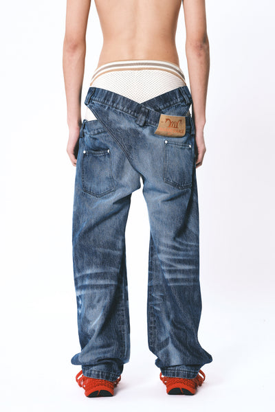 DEL CROSS OVER LOW RIDE JEANS YALE BLUE