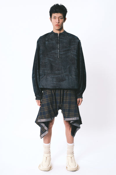 JOE WASHED DENIM QUARTER-ZIP PULLOVER REDEEM BLUE