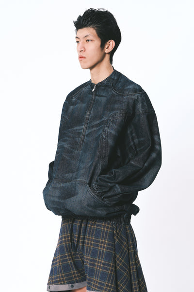 JOE WASHED DENIM QUARTER-ZIP PULLOVER REDEEM BLUE