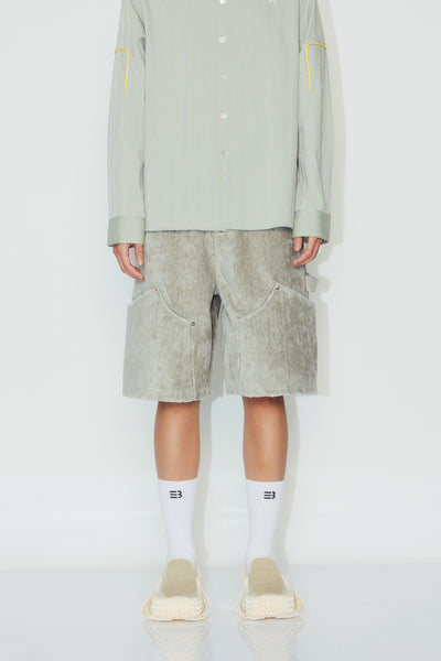 GREEN TERRYCLOTH CARPENTER SHORTS ALOE GREEN