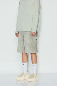 GREEN TERRYCLOTH CARPENTER SHORTS ALOE GREEN