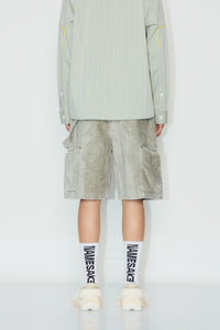 GREEN TERRYCLOTH CARPENTER SHORTS ALOE GREEN